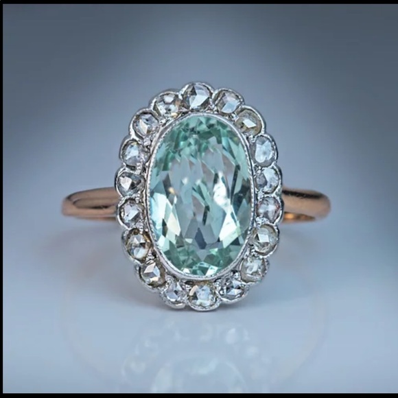 New Women’s Retro Sea Blue Sapphire Ring - Picture 3 of 4